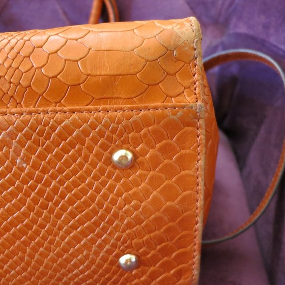 Calvin Klein Leather Bag, Orange Crocodile pattern - Picture 10 of 11